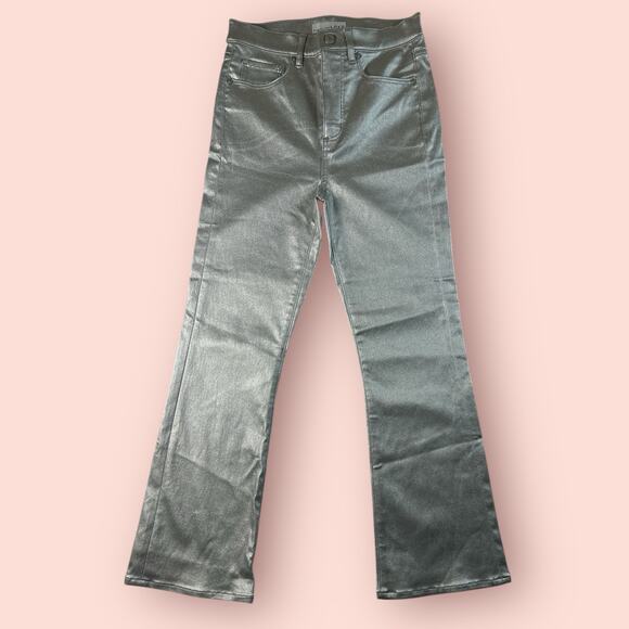 Rave High Rise Kick Crop Jeans in Silver Metallic Loft Size 2 XS Pants - Picture 2 of 5